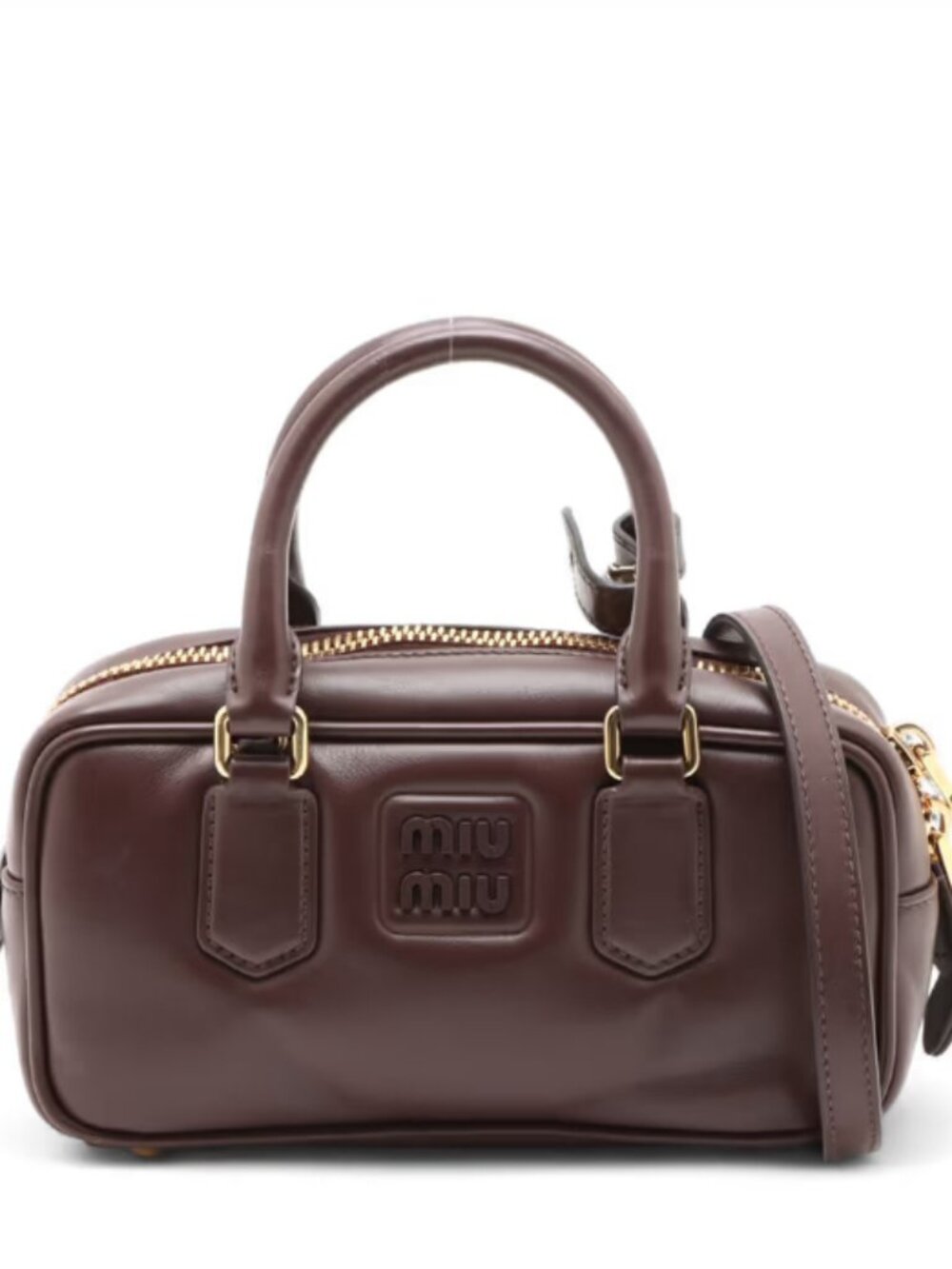 Miu Miu Arkady Leather Two-Way Handbag Brown